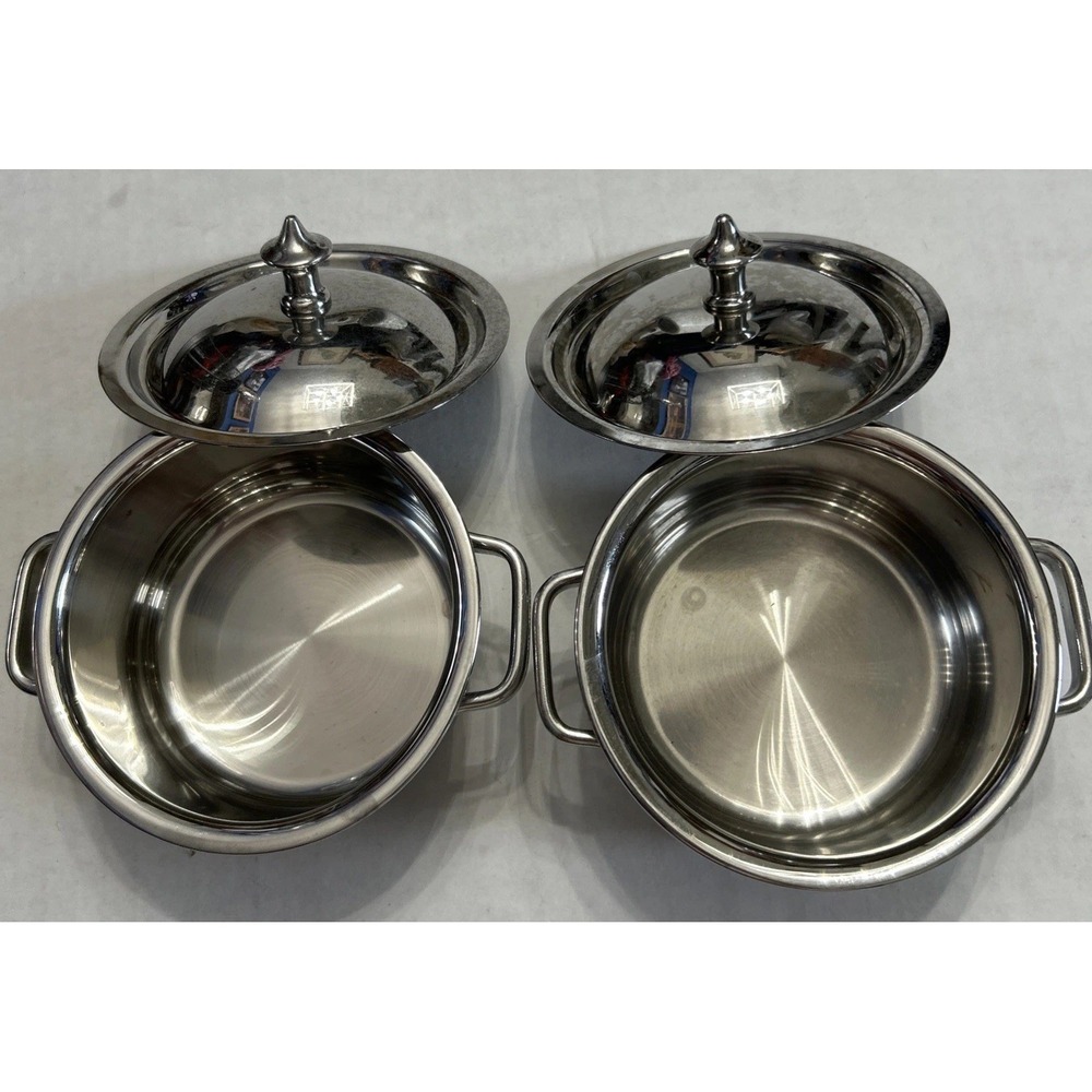 CUISINART .32 QT/ .30L Stainless Steel Mini Dutch Oven Server W/Lid Set Of 2